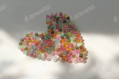 Preview: Heart. Heart Made Of Natural Multi-Colored Tourmaline. Natural Stones.