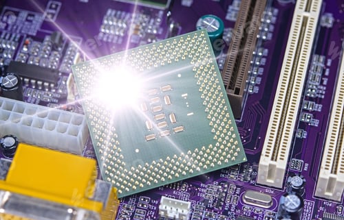 Preview: Macro View Of Cpu Pins And Circuit Mother Board