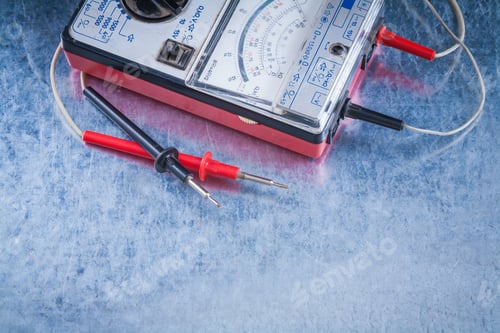 Preview: Electrical Equipment Of Measurement On Scratched Metallic Surface Construction Concept.