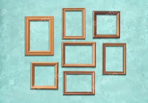 Preview: Old Wooden Frames On Blue Wall