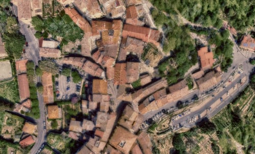 Preview: Guardistallo, Italy. Amazing Aerial Panoramic Overhead View.