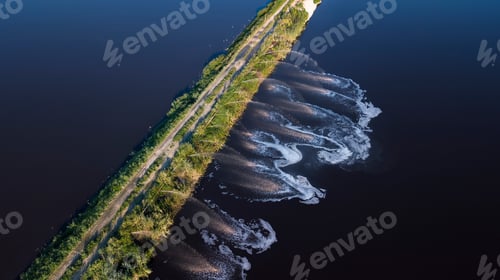 Preview: Aerial View of a Path Next to Water