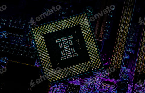Preview: Macro View Of Cpu Pins And Circuit Mother Board