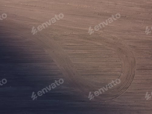 Preview: Aerial View From A Drone Of A Freshly Plowed Black Soil Field, No People