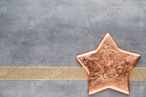Preview: Christmas Gold Stars. Christmas Pattern. Background On The Gray Color.