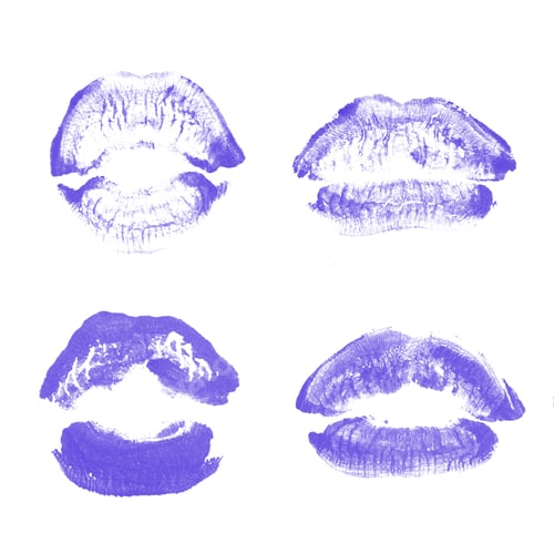 Preview: Female Lips Lipstick Kiss Print Set For Valentine Day And Love Collection Isolated On White
