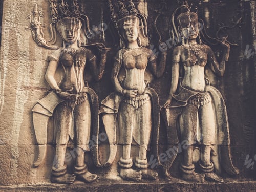 Preview: Detail Sculpture At Angkor Wat, Siem Reap, Cambodia.