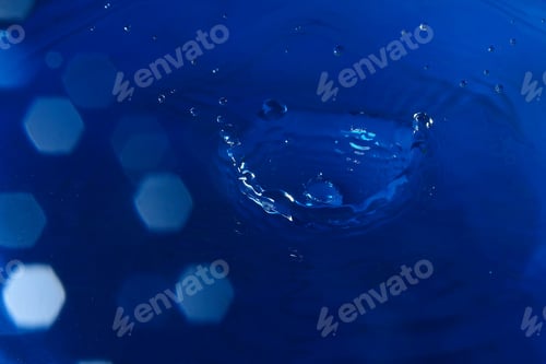 Preview: Abstract Toned Blue Background With Splashes Of Water, Wallpaper Blank, Substrate For Text Or