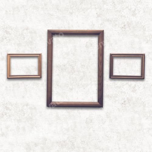 Preview: Wooden Photo Frames On White Wall