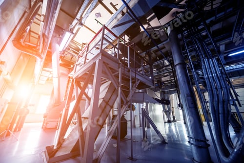 Preview: Interior Of Modern Natural Oil Factory. The Piping, Pumps And Motors. Industry Background