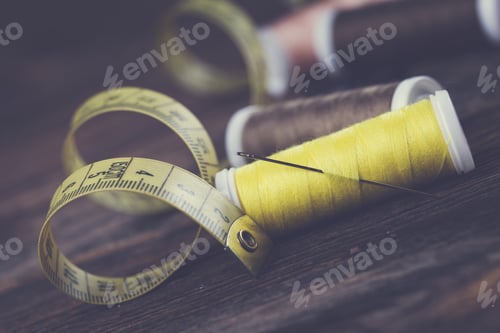 Preview: Sewing Instruments, Threads, Needles, Bobbins And Materials. Studio Photo