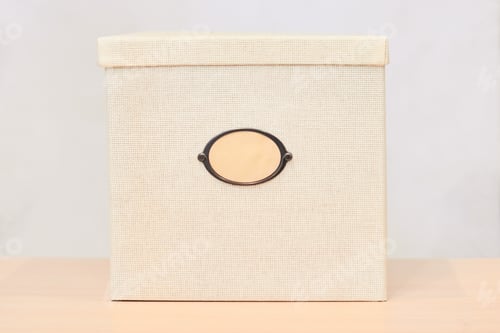 Preview: Storage Box With Label Under The Inscription, Copy Space. Braided Box With A Window For Writing