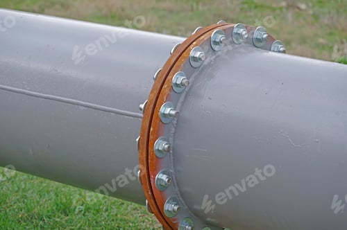 Preview: Pipe Flange With Bolts Connecting Between Pipe And Water Tank