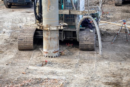 Preview: Machine For Digging Foundational Pillars, Drilling Machine At Construction Site.
