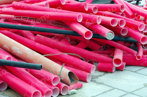 Preview: Many Long Red Industrial Plastic Pipe For Building