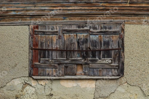 Preview: Boarded Up Window Dilapidated Wall. Devastation, Background
