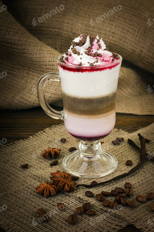 Preview: Coffee Latte In Glass Cup