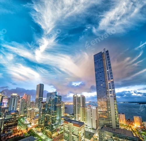 Preview: Amazing Downtown Miami Skyline At Sunrise, Florida.
