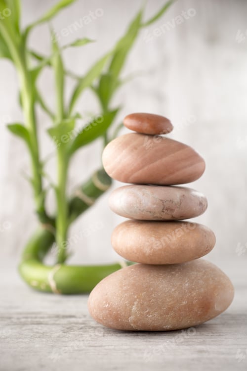 Preview: Spa Stones On The Grey Background.