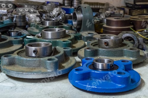 Preview: Pile Of Dusty Bearings In A Storage Room Of A Factory.