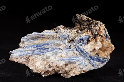 Preview: Kyanite Mineral With Garnets On The Black Background