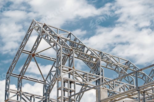 Preview: Structure Of Steel For Building Construction On Sky Background