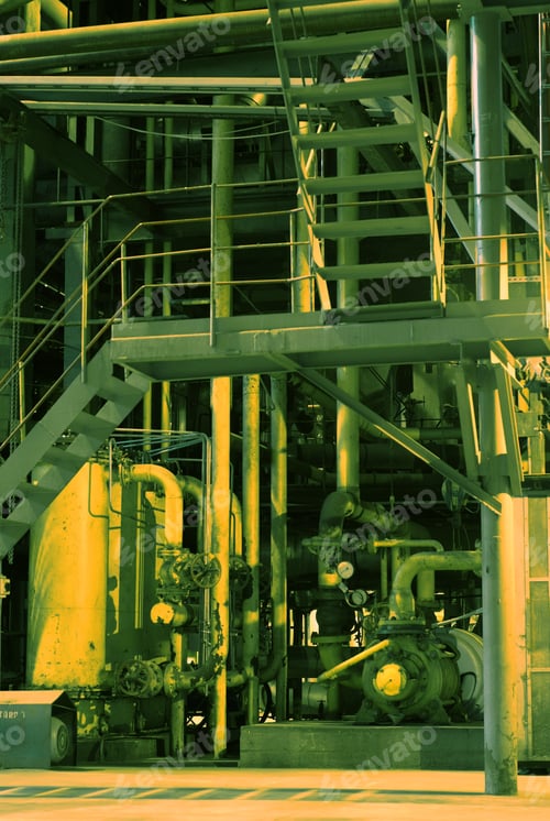 Preview: Pipes, Tubes, Machinery And Steam Turbine At A Power Plant