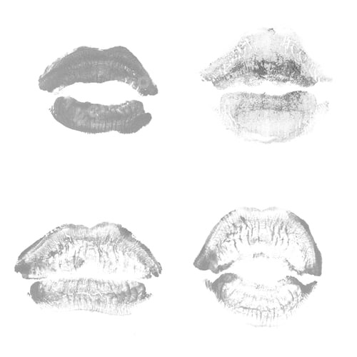 Preview: Female Lips Lipstick Kiss Print Set For Valentine Day And Love Collection Isolated On White