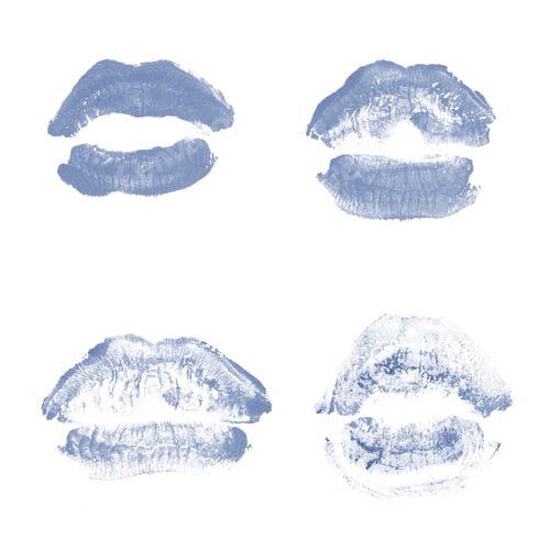 Preview: Female Lips Lipstick Kiss Print Set For Valentine Day And Love Collection Isolated On White