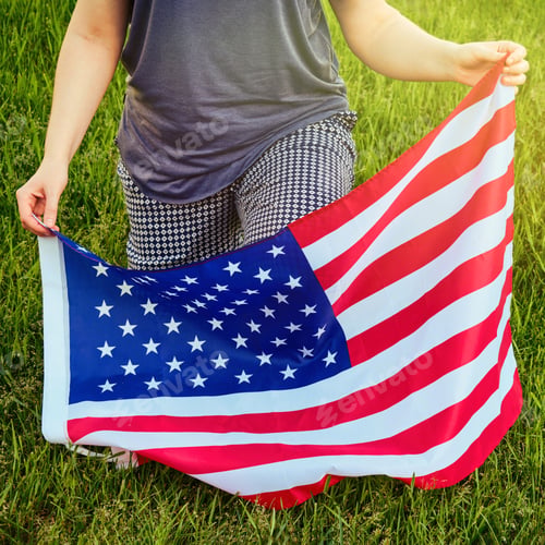 Preview: American Flag And Black Lives Matter Text, Slogan On A Piece Of Paper Supporting African Americans