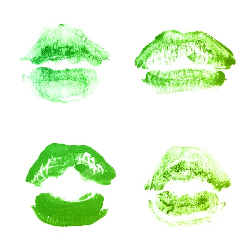 Preview: Female Lips Lipstick Kiss Print Set For Valentine Day And Love Collection Isolated On White