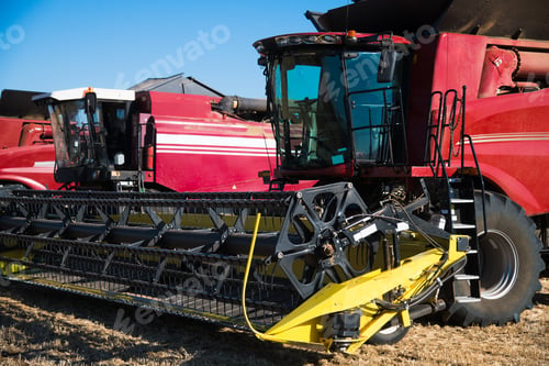Preview: Combine Harvesters, In A Wheat Field Ready For Harvest