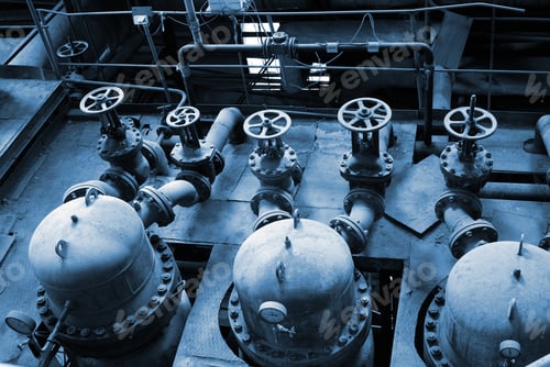 Preview: Industrial Zone, Steel Pipelines In Blue Tones