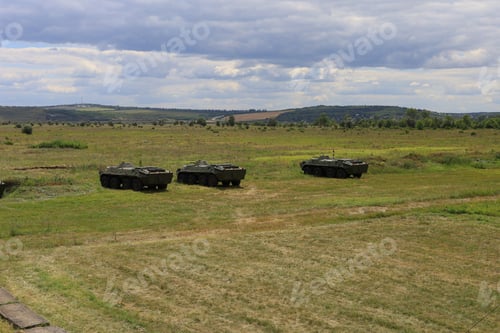 Preview: Armored Personnel Carrier Infantry Fighting Vehicle. Military Background With Copyspace. Lots Of