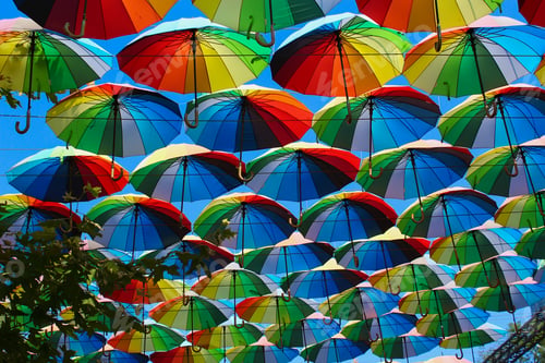 Preview: Beautiful Bright Multi-Colored Umbrellas, A Symbol Of Summer Tourism Background