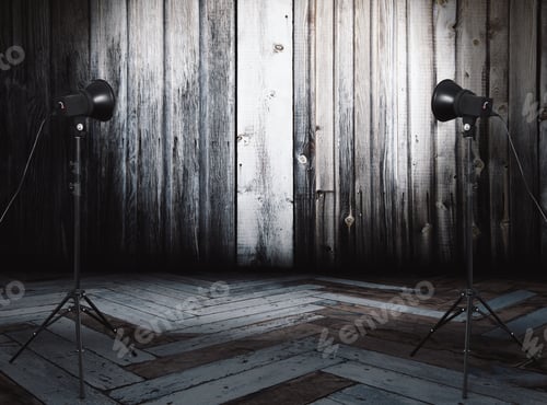 Preview: Photo Studio In Old Room With Wooden Wall