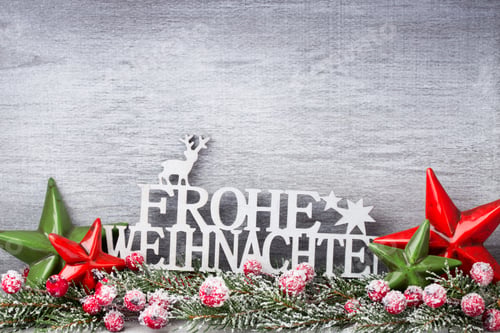 Preview: Christmas Wooden Decorations On A Grey Background.
