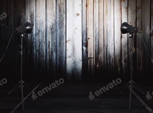 Preview: Photo Studio In Old Room With Wooden Wall