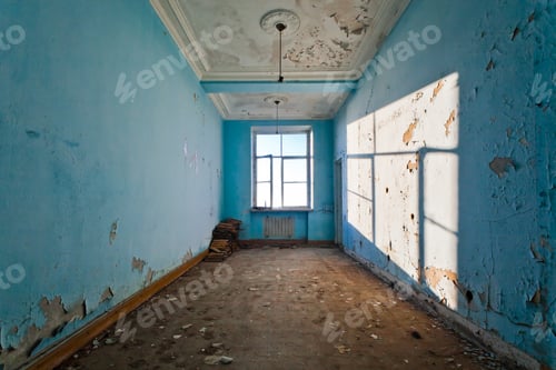 Preview: Ruins Of An Abandoned Luxury Hotel. Contrast Images With Shadows.