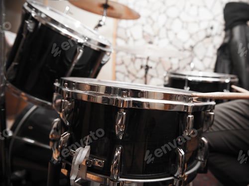 Preview: Drums Detail In Studio, Tom Parts In Selective Focus