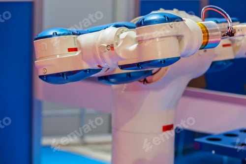 Preview: Robotic Machine Tool For Industrial Manufacture Factory; Note Shallow Depth Of Field