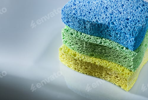 Preview: Set Of Kitchen Sponges On White Background.