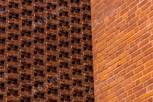 Visualização: Padrão de tijolos vermelhos em uma parede