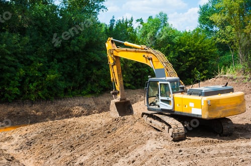 Preview: An Excavator Working Removing Earth On A Construction Site
