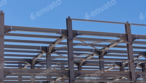Preview: Structure Of Steel For Building Construction On Sky Background