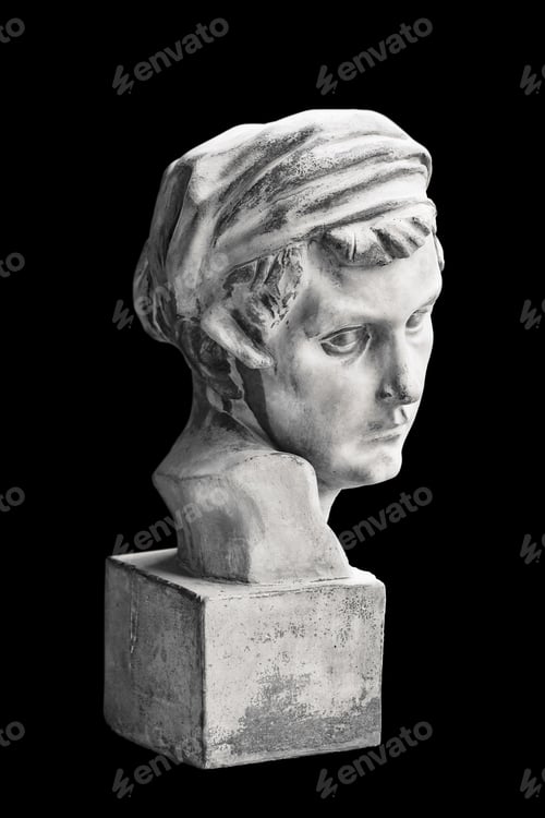 Preview: Sculptural Portrait Of A Woman Over The Black Background