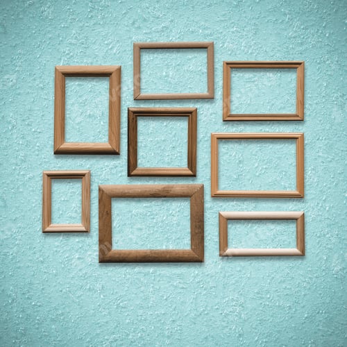 Preview: Old Wooden Frames On Old Blue Wall