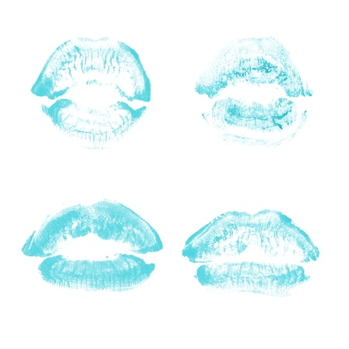 Preview: Female Lips Lipstick Kiss Print Set For Valentine Day And Love Collection Isolated On White