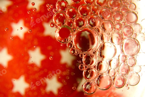 Preview: Abstract Red Background Bubble Oil On Water.