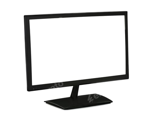 Preview: Black Lcd Monitor Isolated On White Background. Closeup.
